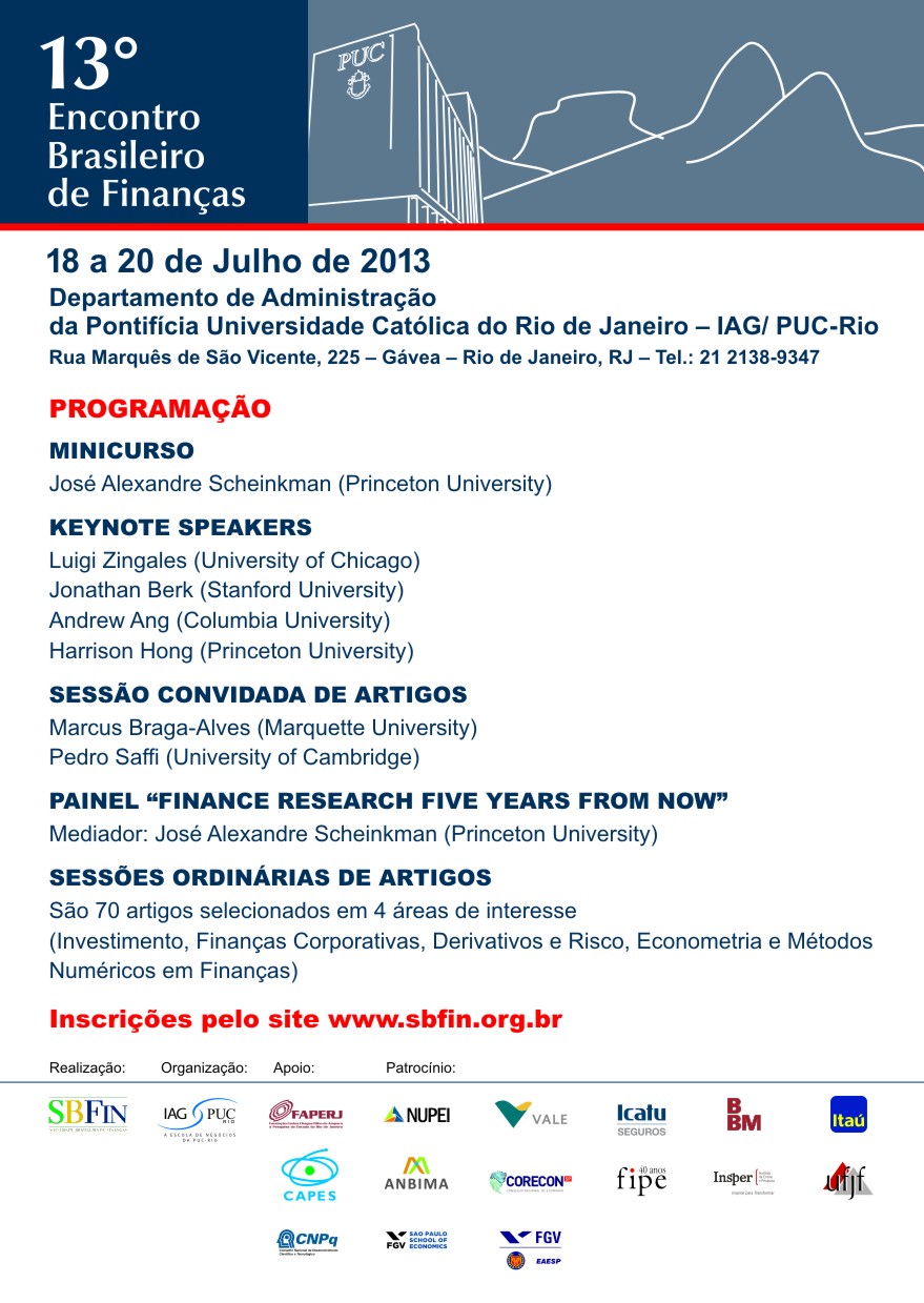 Programação 13º Encontro Brasileiro de Finanças